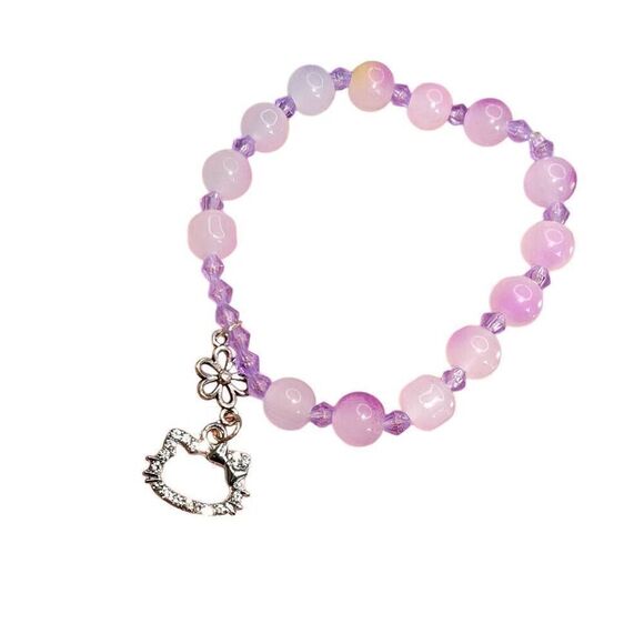 Handmade Hello Kitty Charm Stretch Bracelet - Picture 1 of 2